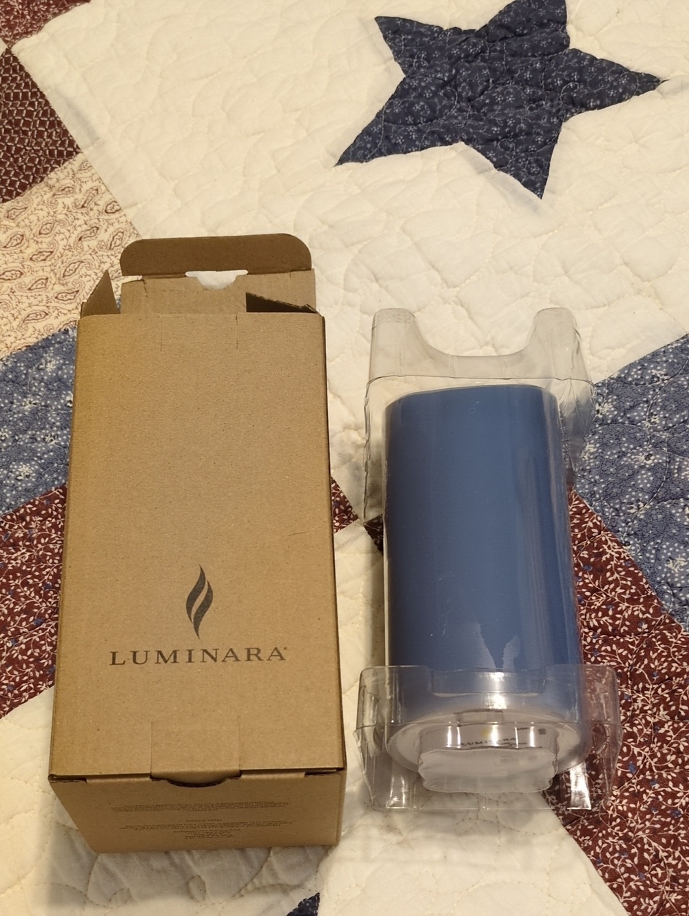 Luminara Blue Flameless Pillar Candle
